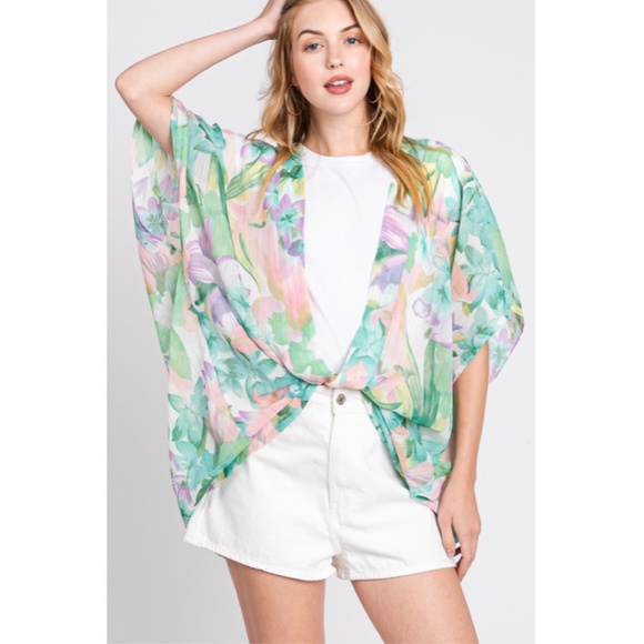 Green Floral Kimono - Picture 3 of 5